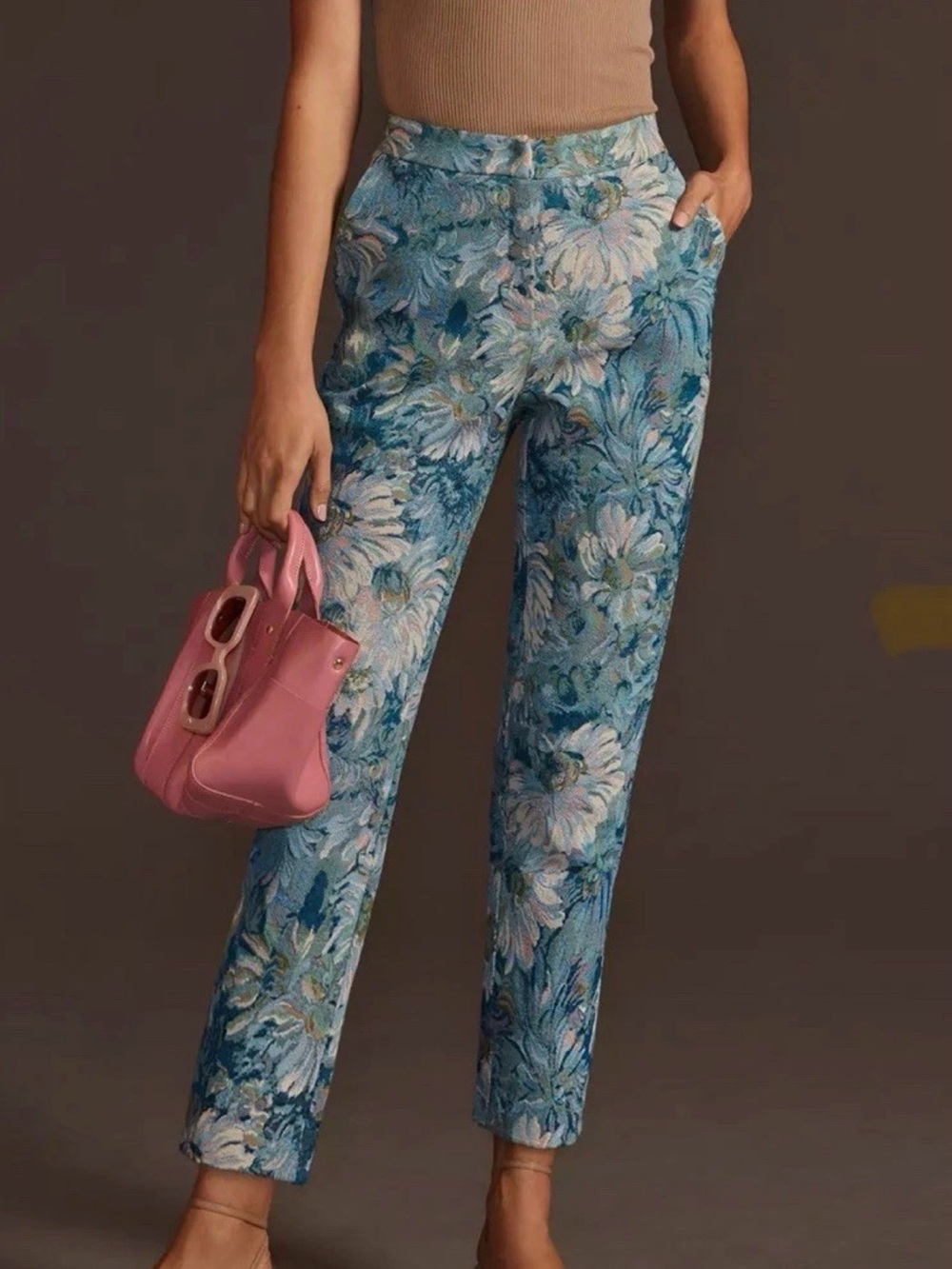 Anthropologie En Saison Jacquard Floral Pants